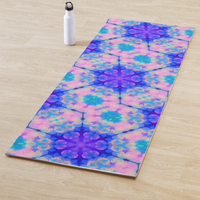 Blue & Pink Gradient Pastel Bubble Art Yoga Mat (In Situ)
