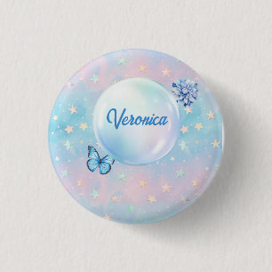 Blue-Pink Gradient Starry Background  3 Cm Round Badge