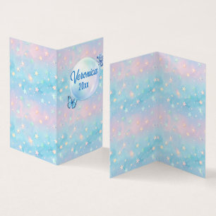 Blue-Pink Gradient Starry Background Business Card