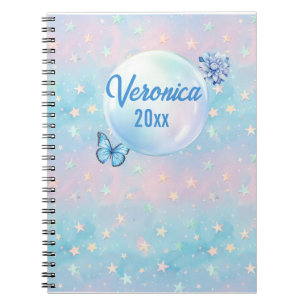 Blue-Pink Gradient Starry Background Notebook