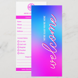 Blue Pink Gradient Welcome Church Connection Card