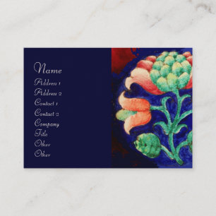 BLUE PINK GREEN FLORAL DECOR Stylised Flower Business Card