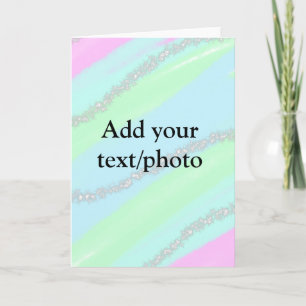 Blue pink green glitter sparkle pastel add name p card