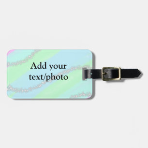 Blue pink green glitter sparkle pastel add name p luggage tag