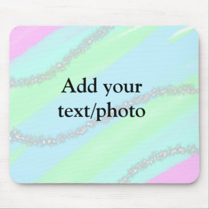 Blue pink green glitter sparkle pastel add name p mouse pad