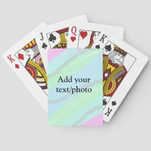 Blue pink green glitter sparkle pastel add name p playing cards