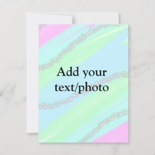 Blue pink green glitter sparkle pastel add name p postcard