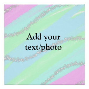 Blue pink green glitter sparkle pastel add name p poster