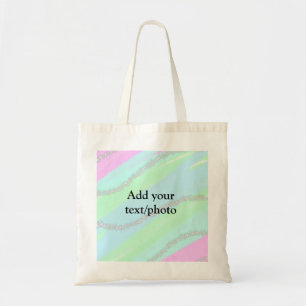 Blue pink green glitter sparkle pastel add name p tote bag