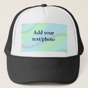 Blue pink green glitter sparkle pastel add name p trucker hat