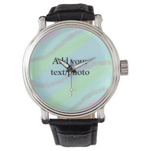 Blue pink green glitter sparkle pastel add name p watch
