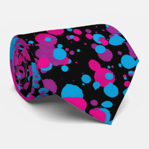 Blue, Pink, Green Paint Splatter Neck Tie