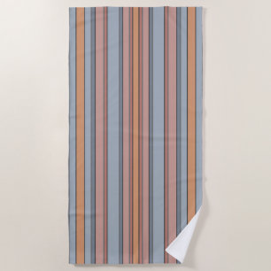 Blue Pink Grey Colour Block Vertical Stripes  Beach Towel