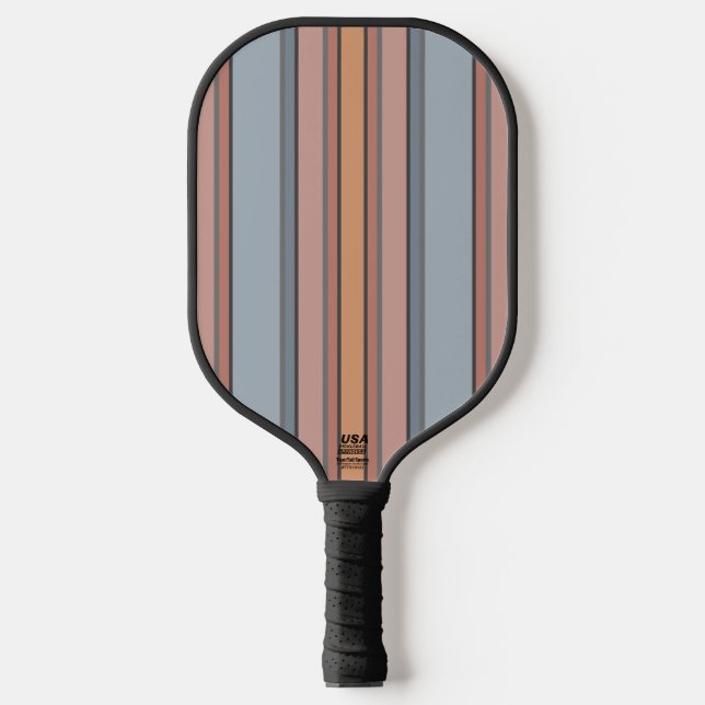 Blue Pink Grey Colour Block Vertical Stripes  Pickleball Paddle (Front)