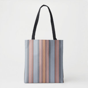 Blue Pink Grey Colour Block Vertical Stripes  Tote Bag