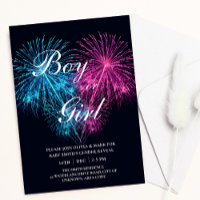 Blue Pink Heart Firework Baby Gender Reveal