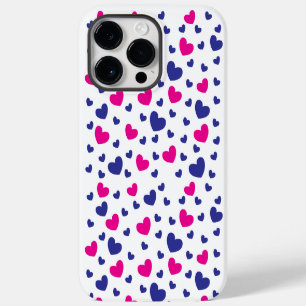 Blue Pink Hearts Pattern Valentine's Day iPhone 14 Pro Max Case
