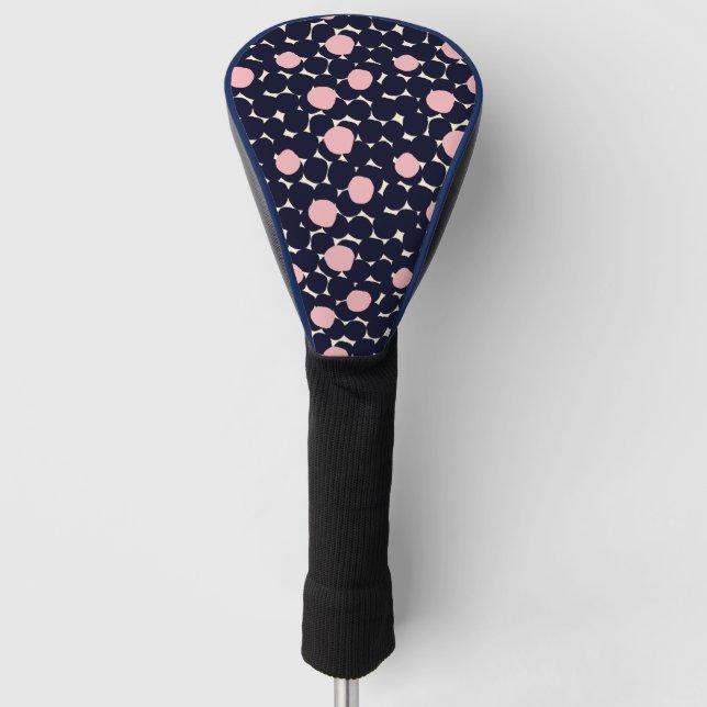Blue & Pink Large Dot Pattern Golf Head Cover (Front)