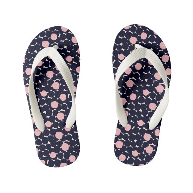 Blue & Pink Large Dot Pattern Kid's Thongs (Footbed)