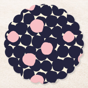 Blue & Pink Large Dot Pattern Paper Coaster