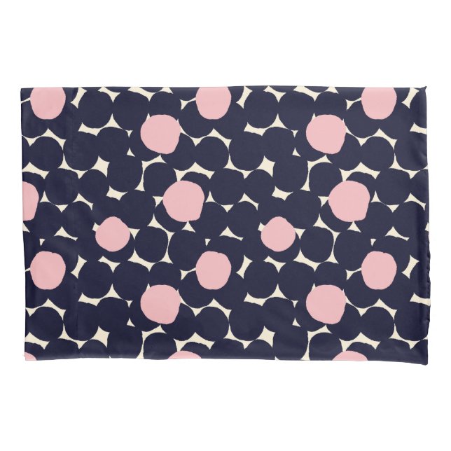 Blue & Pink Large Dot Pattern Pillowcase (Front-Left)