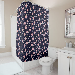Blue & Pink Large Dot Pattern Shower Curtain