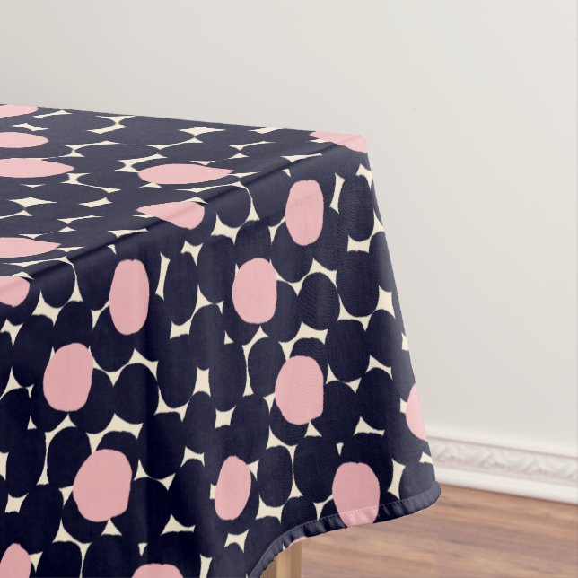Blue & Pink Large Dot Pattern Tablecloth (In Situ)
