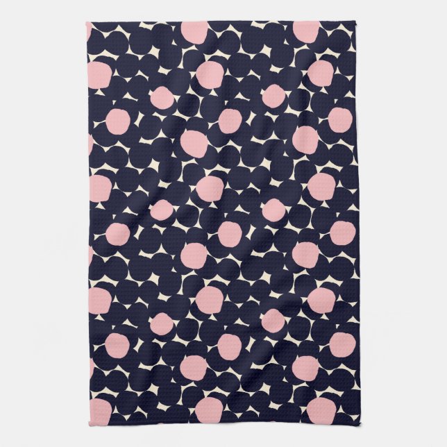Blue & Pink Large Dot Pattern Tea Towel (Vertical)