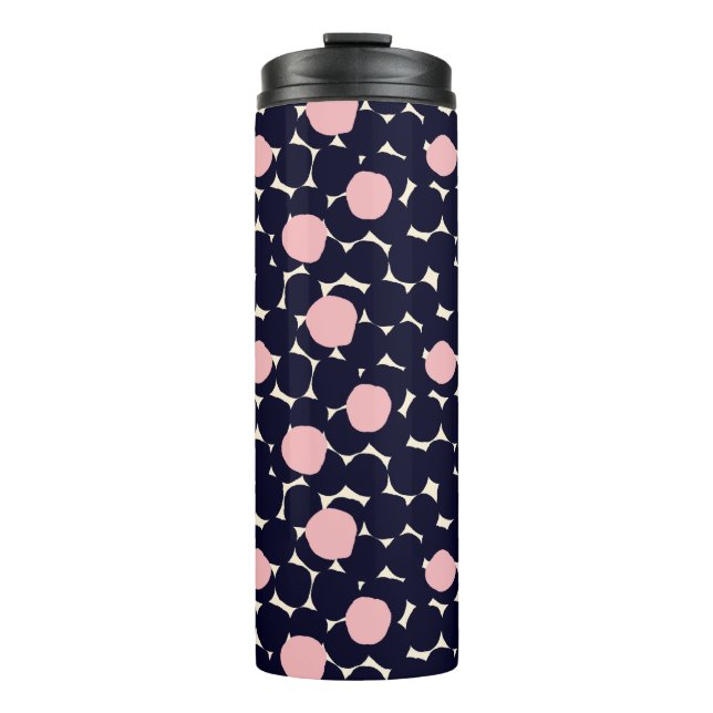 Blue & Pink Large Dot Pattern Thermal Tumbler (Front)