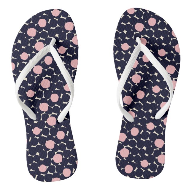 Blue & Pink Large Dot Pattern Thongs (Footbed)