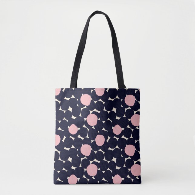 Blue & Pink Large Dot Pattern Tote Bag (Front)