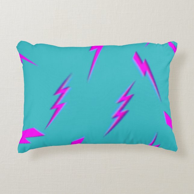 Blue Pink Lightning Background Y2K Pattern Decorative Cushion (Front)