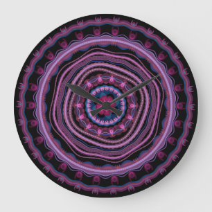 Blue Pink Lilac Mandala Large Clock