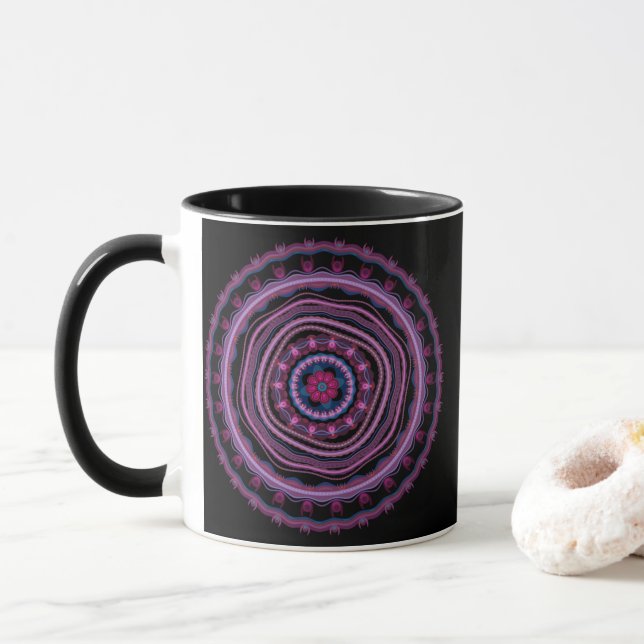 Blue Pink Lilac Mandala  Mug (With Donut)