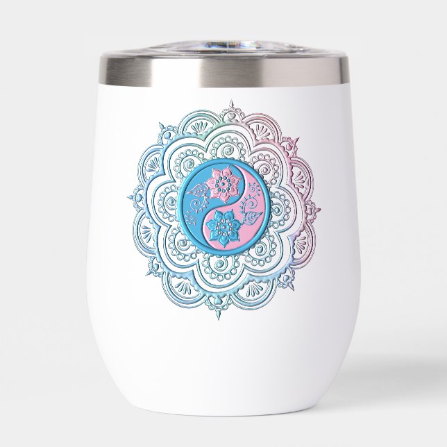 Blue & Pink Mandala water bottle (Front)