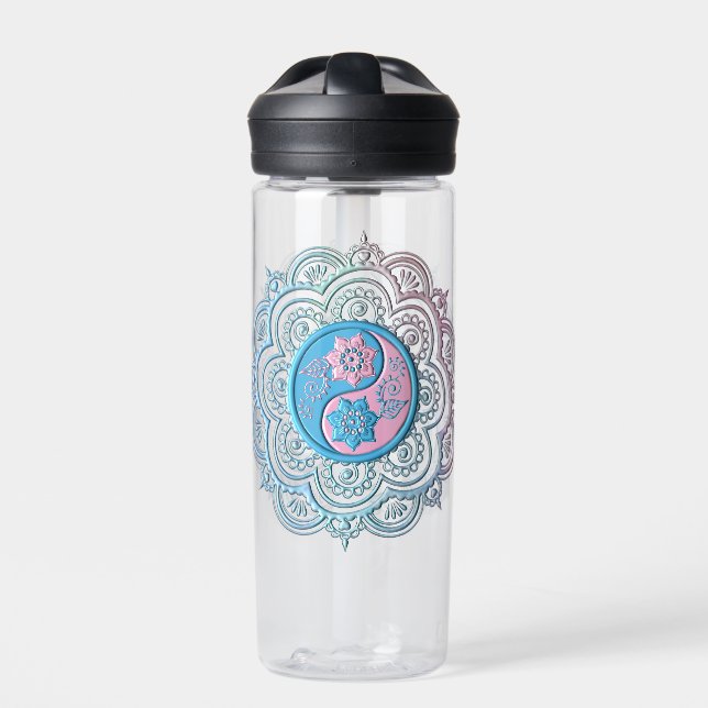 Blue & Pink Mandala water bottle (Front)