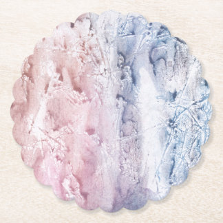 Blue pink marble abstract watercolor art paper coaster