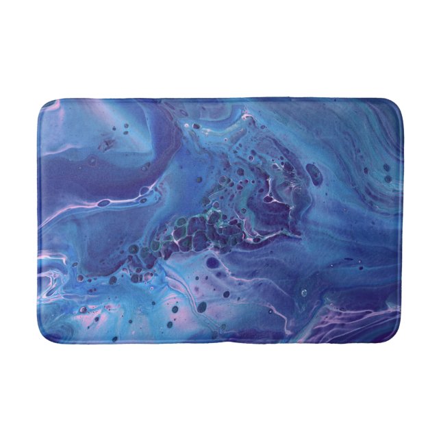 Blue & Pink Marble Abstraction Bath Mat (Front)