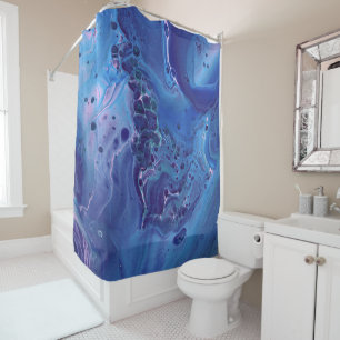 Blue & Pink Marble Abstraction Shower Curtain