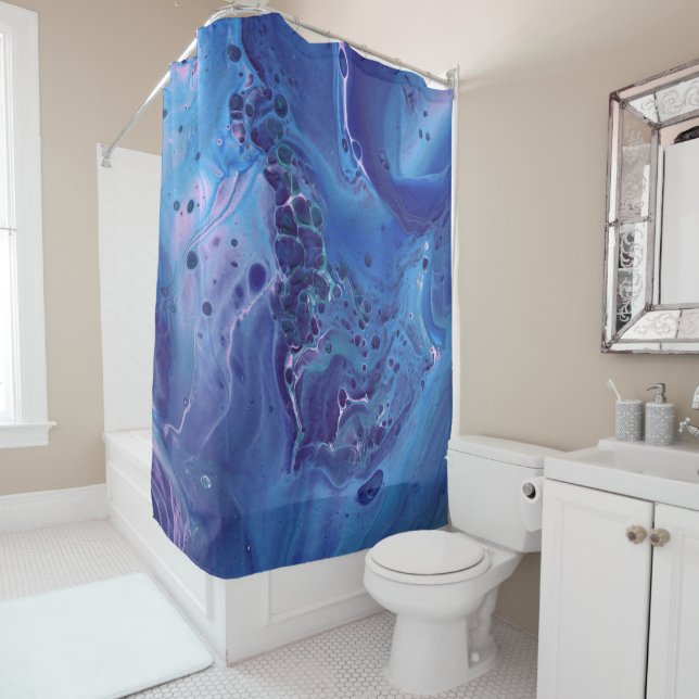 Blue & Pink Marble Abstraction  Shower Curtain (In Situ)