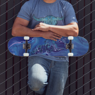 Blue & Pink Marble Abstraction Skateboard