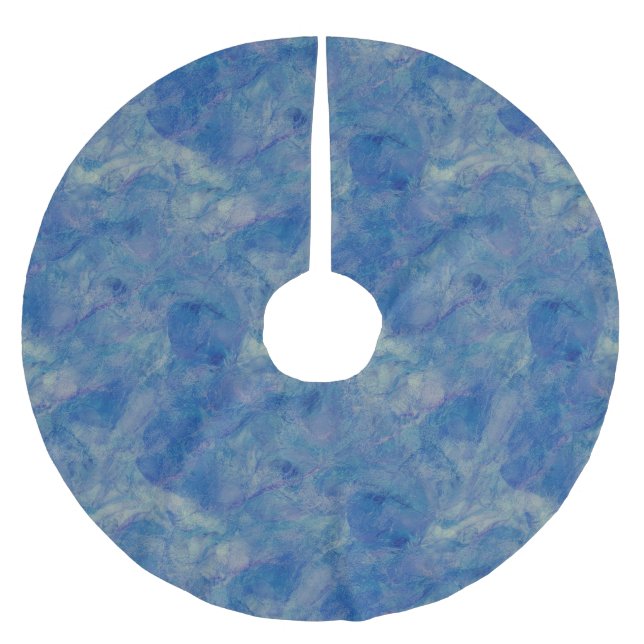 Blue & Pink Marble Acrylic Abstraction Brushed Polyester Tree Skirt (Front)