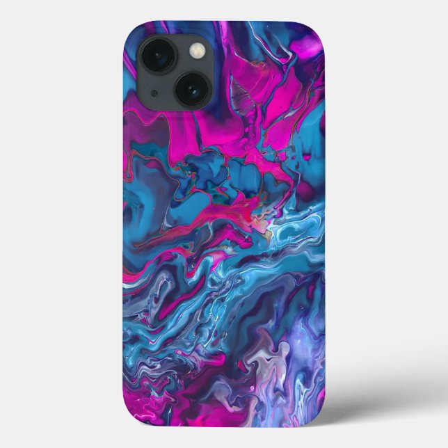 Blue & Pink Marble Acrylic Abstraction  Case-Mate iPhone Case (Back)