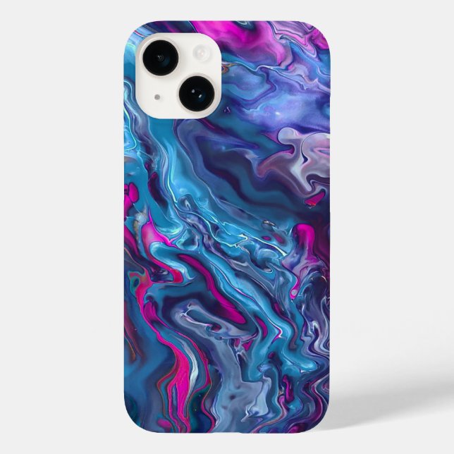 Blue & Pink Marble Acrylic Abstraction Case-Mate iPhone Case (Back)