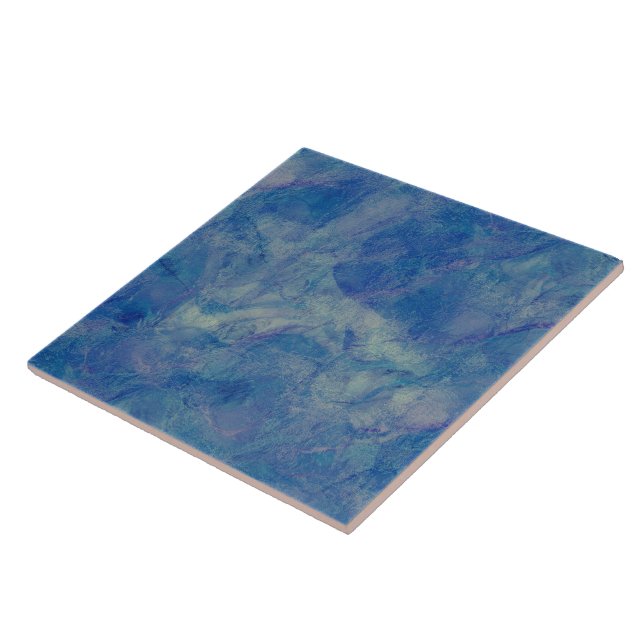 Blue & Pink Marble Acrylic Abstraction Ceramic Tile (Side)