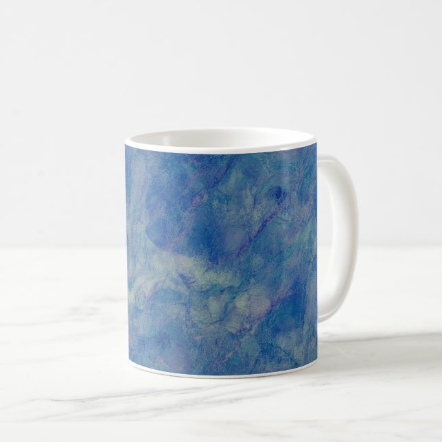 Blue & Pink Marble Acrylic Abstraction Coffee Mug (Front Right)