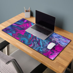 Blue & Pink Marble Acrylic Abstraction Desk Mat