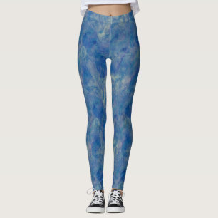 Blue & Pink Marble Acrylic Abstraction Leggings