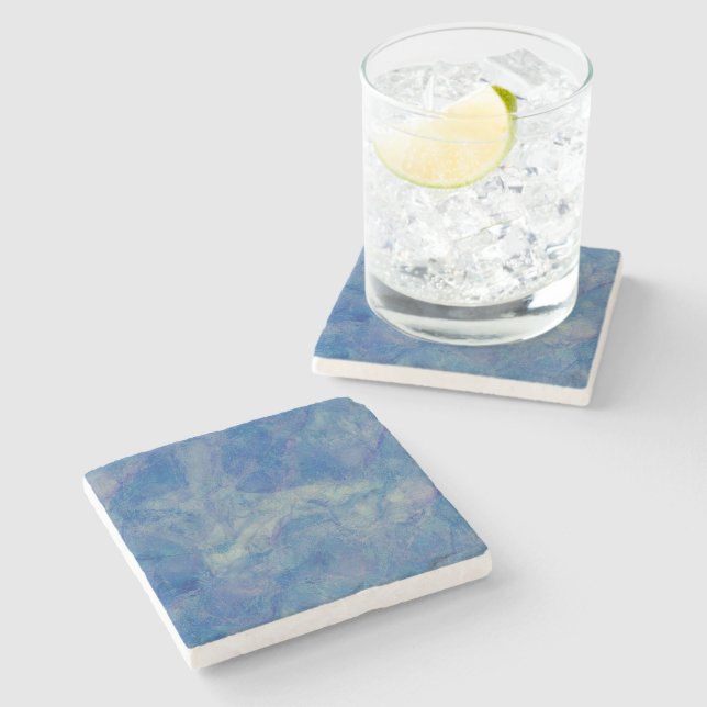 Blue & Pink Marble Acrylic Abstraction Stone Coaster (Side)