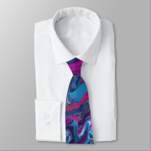 Blue & Pink Marble Acrylic Abstraction  Tie